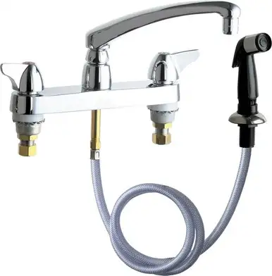 Chicago Faucets 1102-E35ABCP Deck-Mounted Manual Sink Faucet with 8" Centers