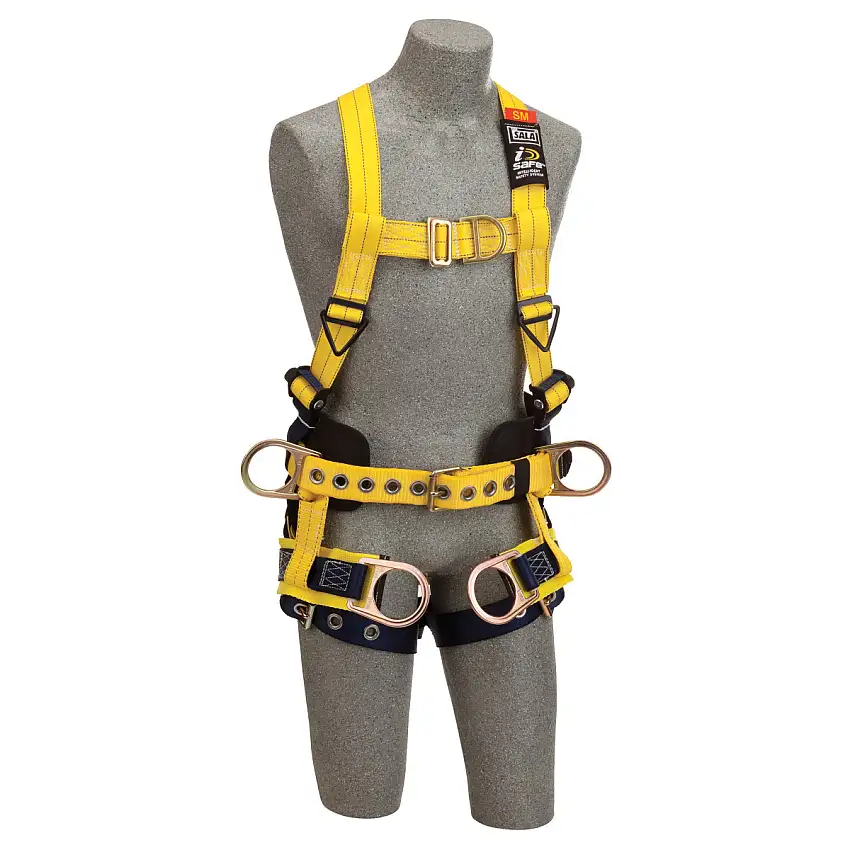 3M DBISALA XLarge Delta NoTangle Full BodyVest Style Harness With Back Front And Side DRing Tongue Leg Strap Buckle Belt With Pad Seat Sling With Positioning DRing And 2 ToolPouch DRing
