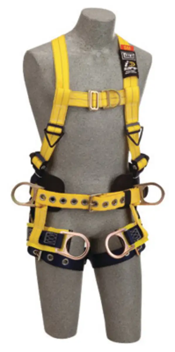 3M DBISALA Large Delta NoTangle Full BodyVest Style Harness With Back Front And Side DRing Tongue Leg Strap Buckle Belt With Pad Seat Sling With Positioning DRing And 2 ToolPouch DRing