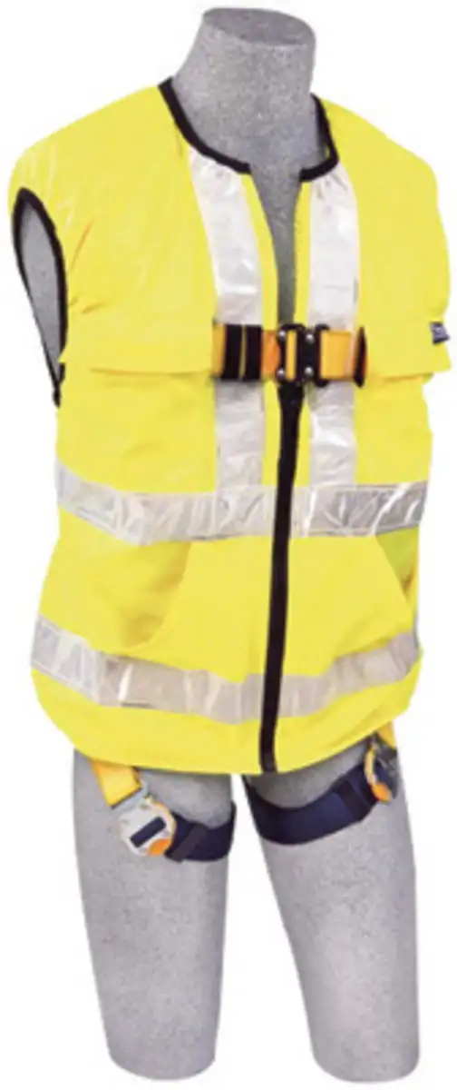 3M DBISALA Universal Delta HiViz Yellow NoTangle Full BodyWorkvest Style HiViz Reflective Yellow Harness With Back DRing And Quick Connect Leg Strap Buckle