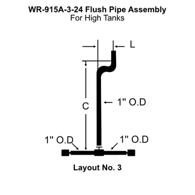 White Racker Wr-915a-3-24 Urinal High Tank Brass Flush Pipe