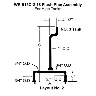 White Racker Wr-915c-2-18 Urinal High Tank Brass Flush Pipe