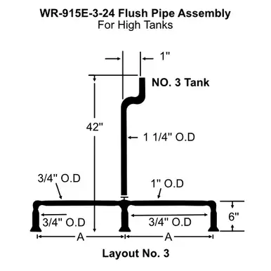 White Racker Wr-915e-3-24 Urinal High Tank Brass Flush Pipe