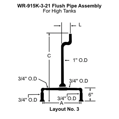 White Racker Wr-915k-3-21 Urinal High Tank Brass Flush Pipe