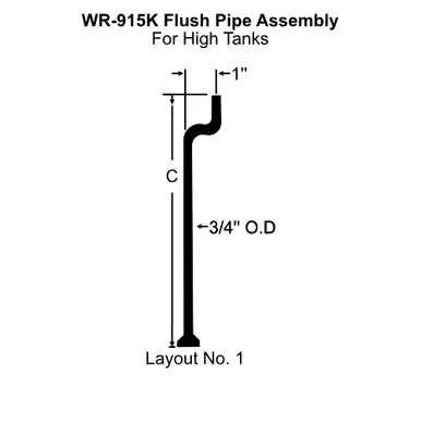 White Racker Wr-915k Urinal High Tank Brass Flush Pipe