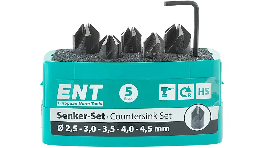 Slip-on countersink set 5-piece HSS Ø 2.5 - 4.5 mm