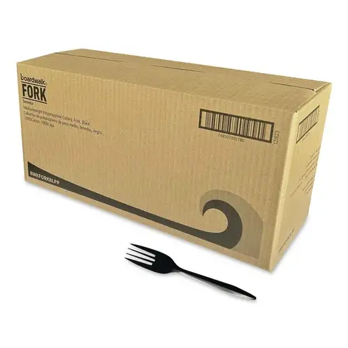 Boardwalk Mediumweight Polypropylene Plastic Fork Cutlery - Black (1000/Carton)