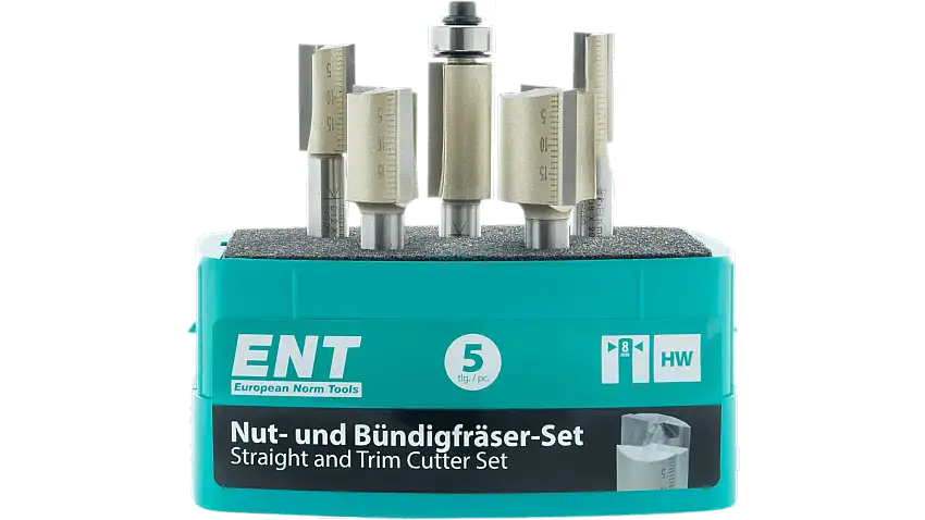 ENT Router cutter set for grooves and flush routing- 5 pieces