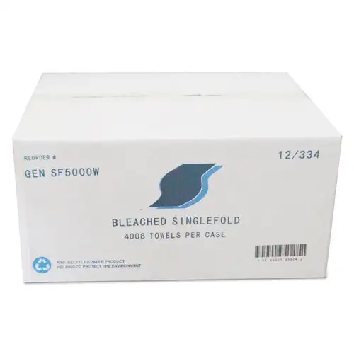 GEN GENSF5000W 9 in. x 9.45 in. Single-Fold Paper Towels - White (4008/Carton)