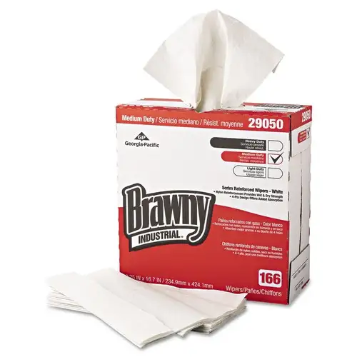 Georgia-Pacific 9.25 in. x 16.69 in. 4-Ply Medium Duty Scrim Reinforced Wipers - Unscented, White (166/Box, 5-Boxes/Carton)