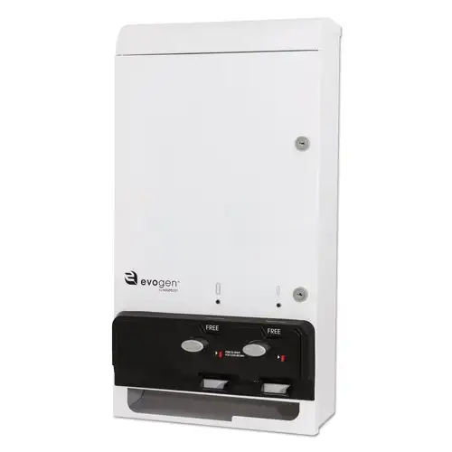 HOSPECO Evogen 14 in. x 7.75 in. x 26.25 in. Metal Feminine Hygiene Dispenser - White/Black