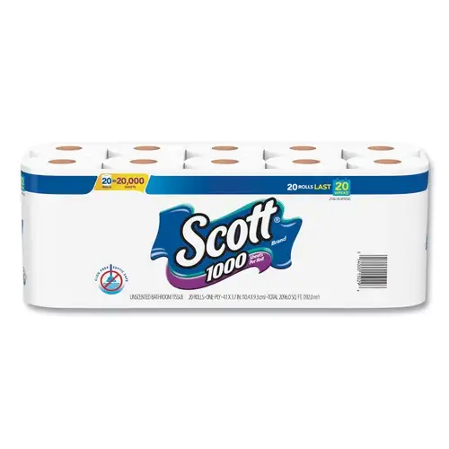 Scott 20032 1000 1-Ply Septic-Safe Bathroom Tissue - White (2/Carton)