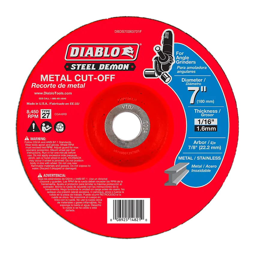 Diablo DBDS70063701F Steel Demon 7 in. Type 27 Metal Cut-Off Disc