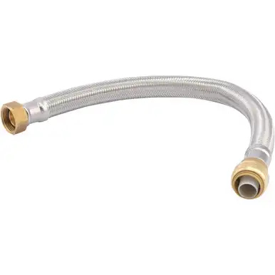 SharkBite U3088FLEX18LF 3/4" Push-to-Connect x 3/4" FIP x 18" Length Stainless Steel Braided Water Heater Connector Hose