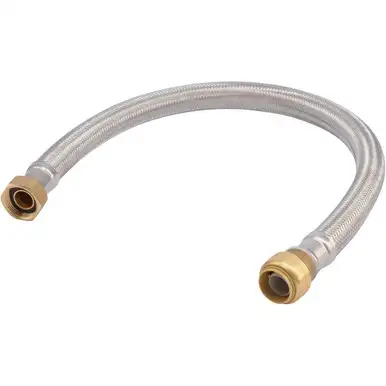 SharkBite U3088FLEX24LF 3/4" Push-to-Connect x 3/4" FIP x 24" Length Stainless Steel Braided Water Heater Connector Hose