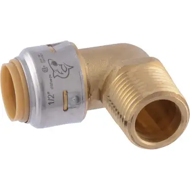 SharkBite Max UR280A 1/2" Push-to-Connect x 1/2" MNPT Brass Male Adapter 90 Degree Elbow for PEX