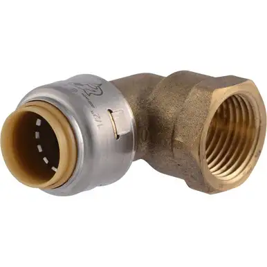 SharkBite Max UR308A 1/2" Push-to-Connect x 1/2" FNPT Brass Female Adapter 90 Degree Elbow for PEX