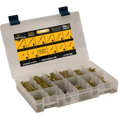 Screw Products 30910-29 AXIS Assortment Kit (T20-Drive) ZYTEC XT General Exterior Structural Wood Screws - 380 Screws #8 to #10 and 3/4" to 4" with Bit Holder and 4 Bits