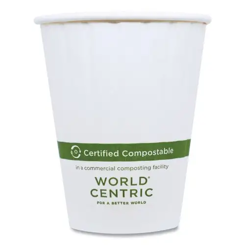World Centric 12 oz. Double Wall Paper Hot Cups - White (1000/Carton)