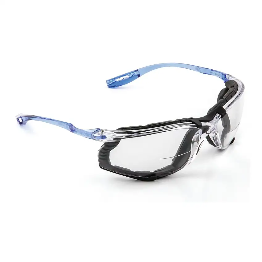 3M Virtua Black and Blue Safety Glasses With 1.5 Diopter, Clear And Anti-Fog/Anti-Scratch Lens