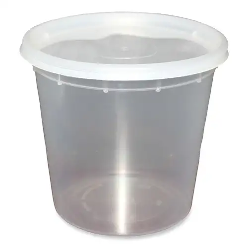 GEN 24 oz. Plastic Container with Lid - Clear (240/Carton)