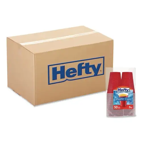 Hefty Easy Grip Disposable Plastic 9 oz. Party Cups - Red (50/Pack, 12 Packs/Carton)